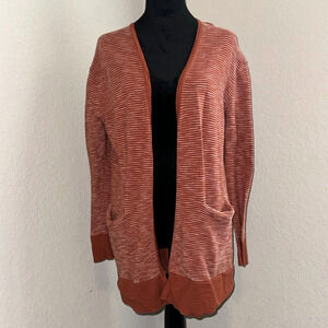 Madewell Summer Ryder Cardigan Sweater Striped Women's XS Rusty Torch Cotton